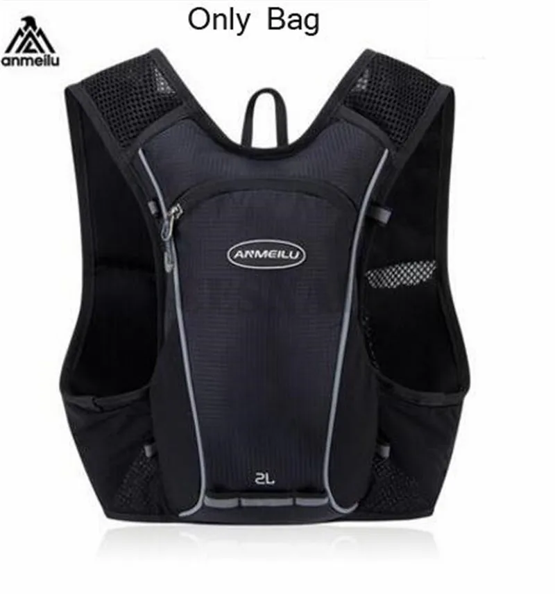 Only Bag Balck ANMEILU 2L бега гидратационные Рюкзаки Сумка Спорт на открытом воздухе сумка жилет супер легкий Велоспорт Восхождение Кемпинг Пеший Туризм Бег Для мужчин Для женщин - Цвет: Only Bag Balck