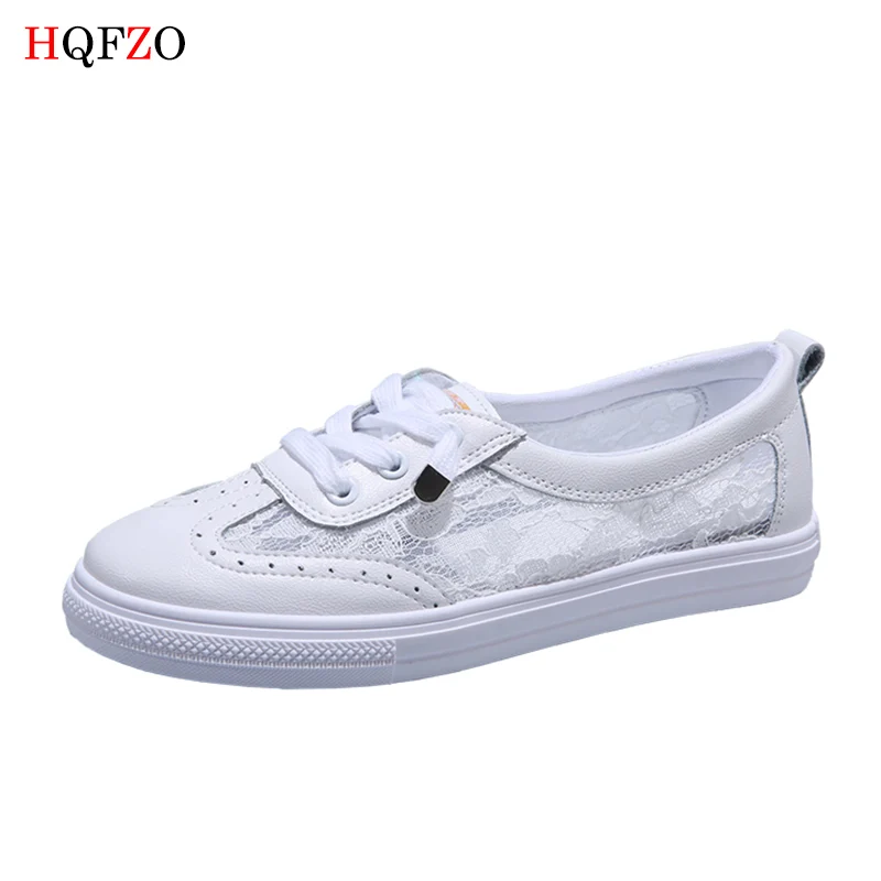 HQFZO/низкие белые кроссовки; женская Вулканизированная обувь; tenis feminino; повседневная женская обувь; женская дышащая Летняя обувь на плоской подошве; Mujer - Цвет: white