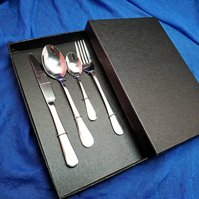 with gift box Лидер продаж 4 шт. Радужная посуда кухонный нож из нержавеющей стали вилка столовая ложка посуда набор столовых приборов Прямая - Цвет: with gift box