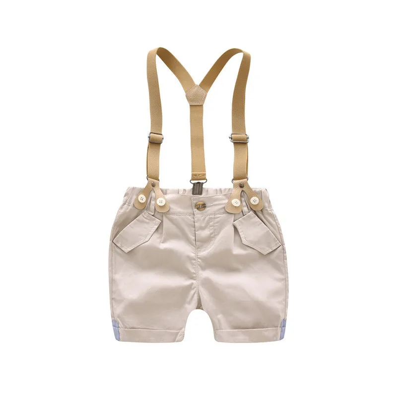 Baby Boys Summer Clothes Set Cotton baby boys summer clothing 2019 Bowtie Short Sleeve Shirt+Suspenders Shorts F410 |