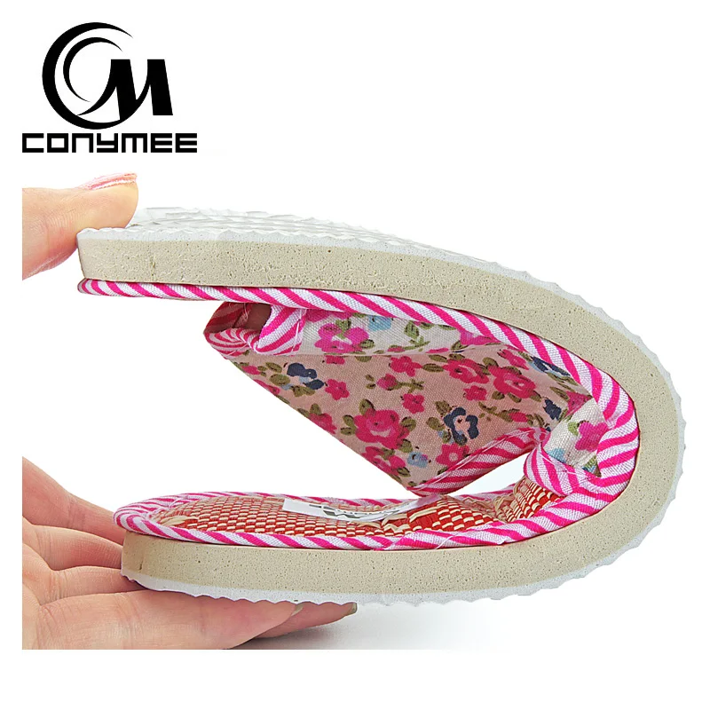 CONYMEE/ домашние тапочки; женская домашняя обувь; бесшумные льняные тапочки; летние женские сандалии с цветочным принтом; льняные тапочки