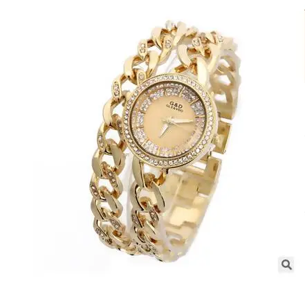 Женские кварцевые часы с кристаллами золотистые наручные со стразами подарок