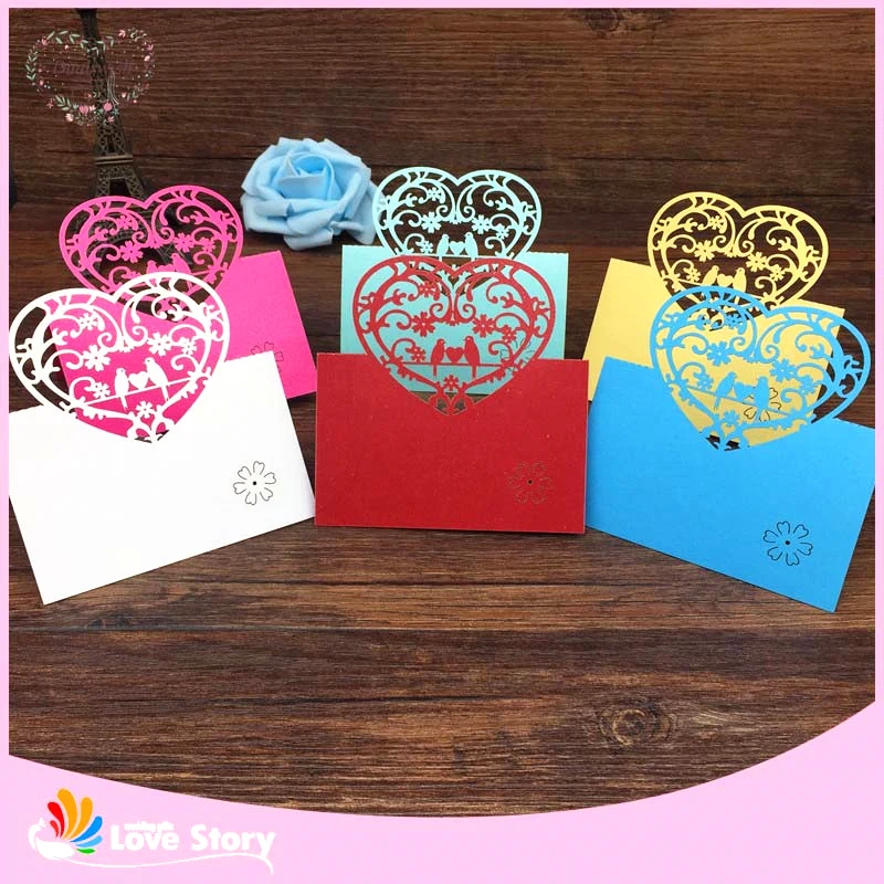 40 шт. любовь птицы лазерная резка для свадьбы Вечерние настольные карточки с