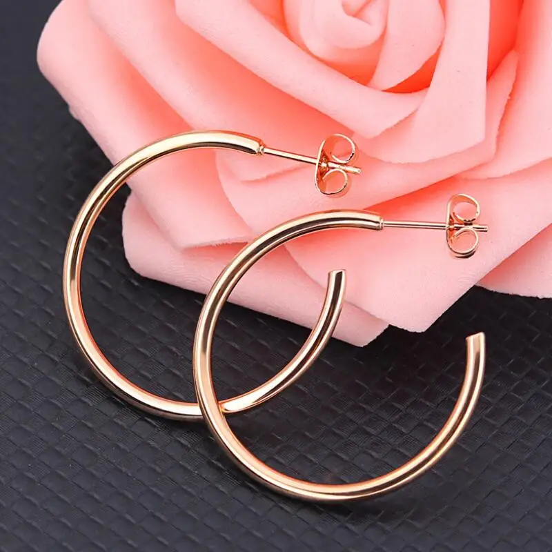Новые модные круглые серьги-кольца для женщин из нержавеющей стали свадебной