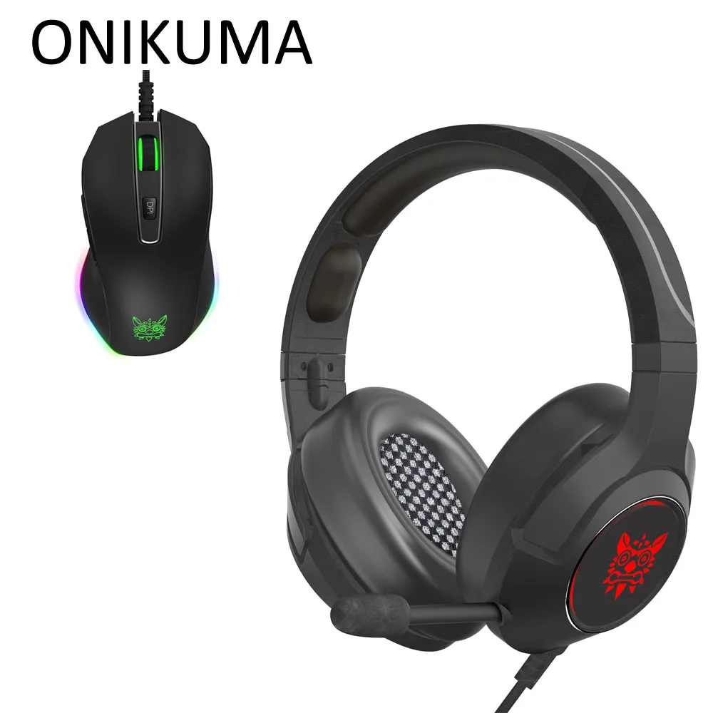 With Box Игровые наушники ONIKUMA K9 Casque PS4 игровая стереосистема ПК гарнитура с микрофоном+ Pro проводная, USB, игровая мышь - Цвет: With Box