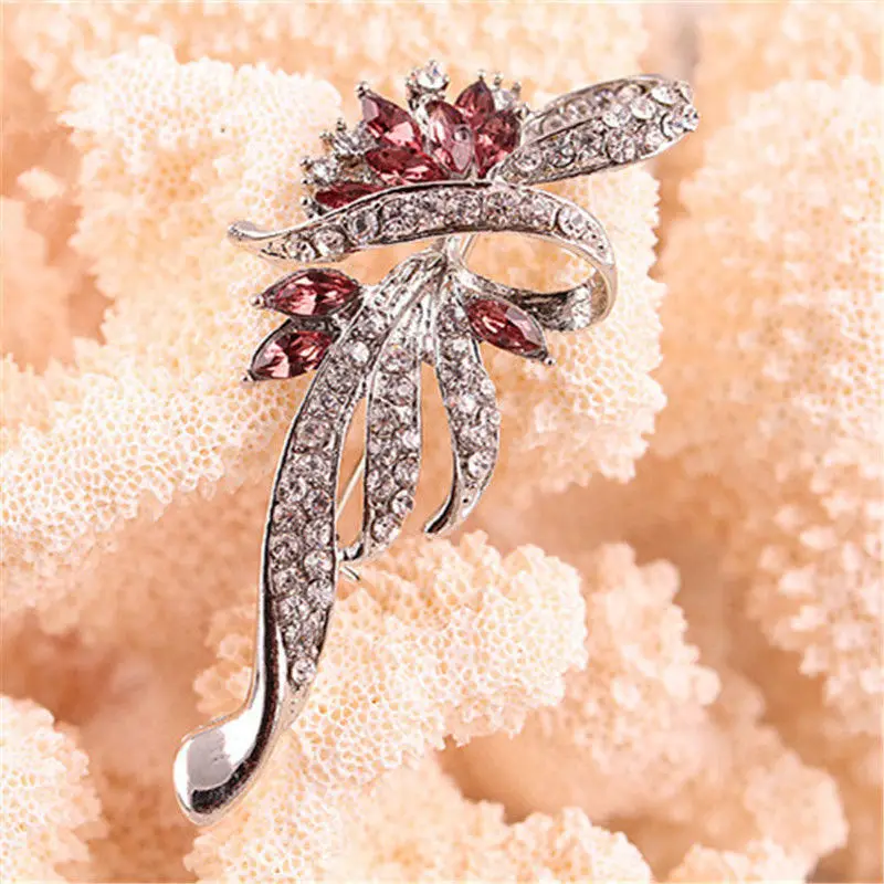 Multi-color Crystal Wheat Brooches For Women Rhinestone Brooch Pin Fashion Jewelry Coat Dress Corsage Flower Style | Украшения и