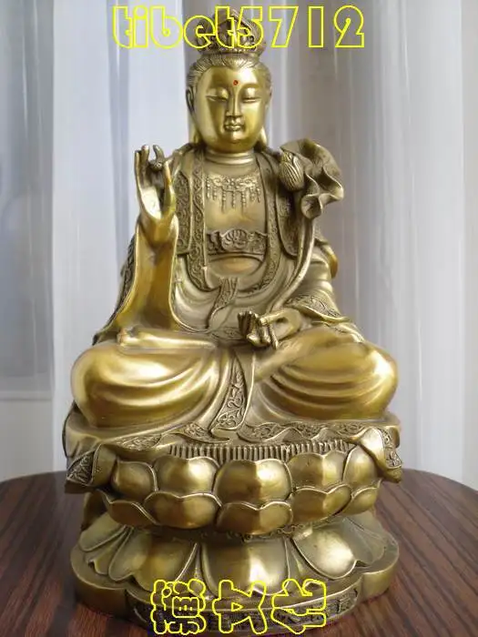 

Тибетский буддийский желтый бронзовый махастхамапрапта Будда 26 см высокий садовый декор 100% Настоящее Латунное бронзовое искусство