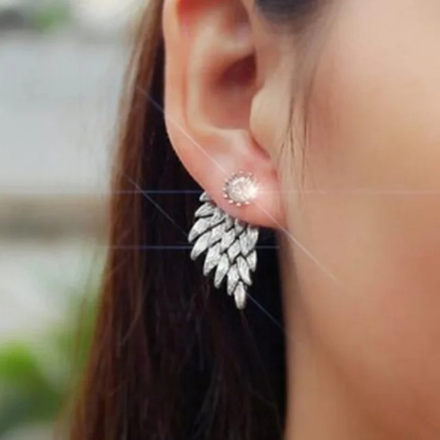 Женские серьги-гвоздики с крыльями ангела инкрустированные стразы ювелирные