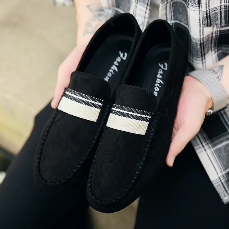 2018 autumn new peas shoes men's Korean version of a pedal frosted suede bean lazy casual fashion walking | Спорт и развлечения