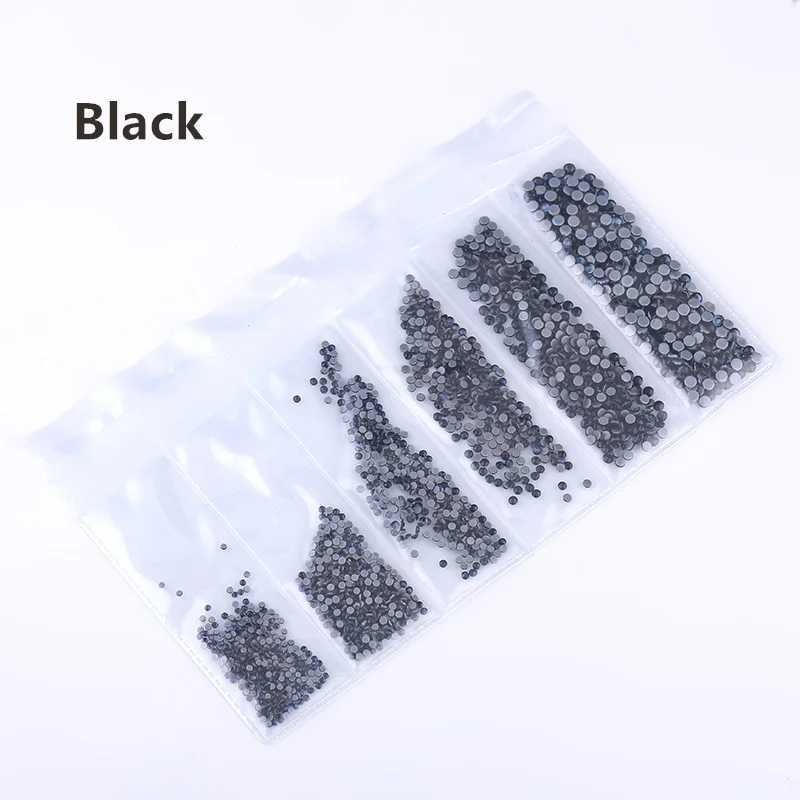 Black Ss3-ss30, смешанный размер, стразы, кристалл AB, 1700 шт./лот, горячая фиксация, стразы, для рукоделия, сумки, одежды, обуви, нейл-арта - Цвет: Black