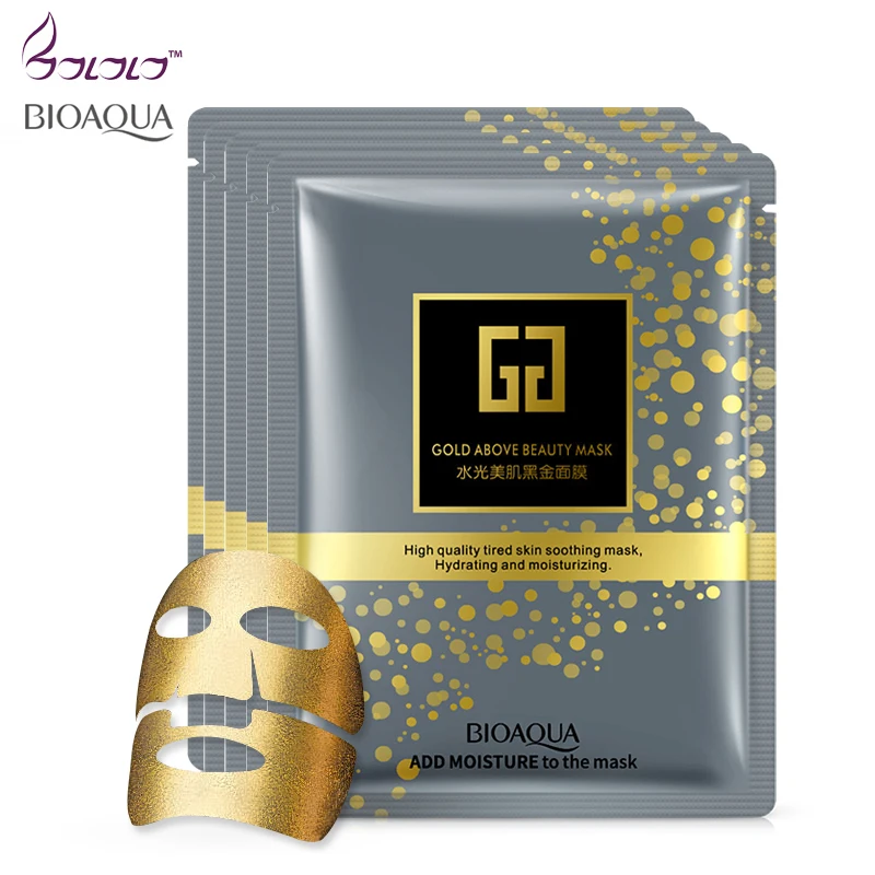 Бренд Bioaqua 5 шт./лот Золотая маска для лица черная эссенция гель с гиалуроновой