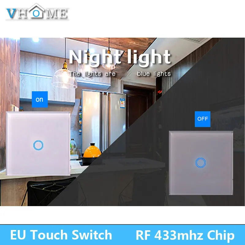 Vhome Touch Switch RF433mhz Lamp Smart Panel EU/UK Standard 220V Wifi Control For Ewelink App Bundle With Remote control | Обустройство