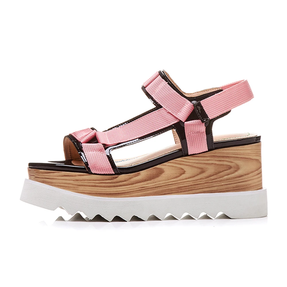 Женские босоножки на деревянной платформе повседневные разноцветные высокой