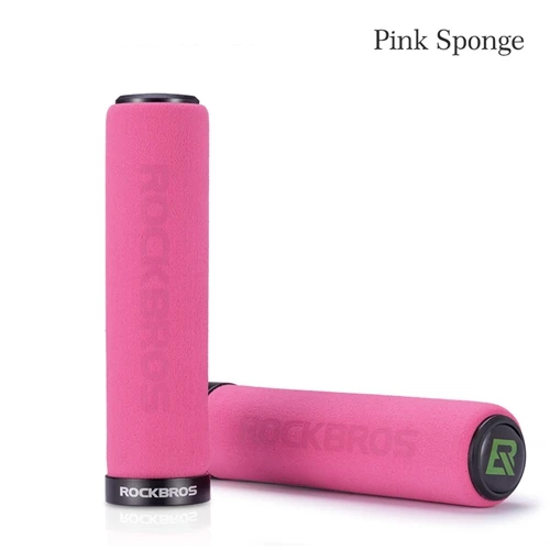 Pink Bicycle Grips ROCKBROS Экипировка велосипедиста ручки MTB Велоспорт велосипед Силиконовые губчатые насадки на руль мягкие сверхлегкие рукоятки противоскользящие противоударный велосипед часть - Цвет: Pink Bicycle Grips
