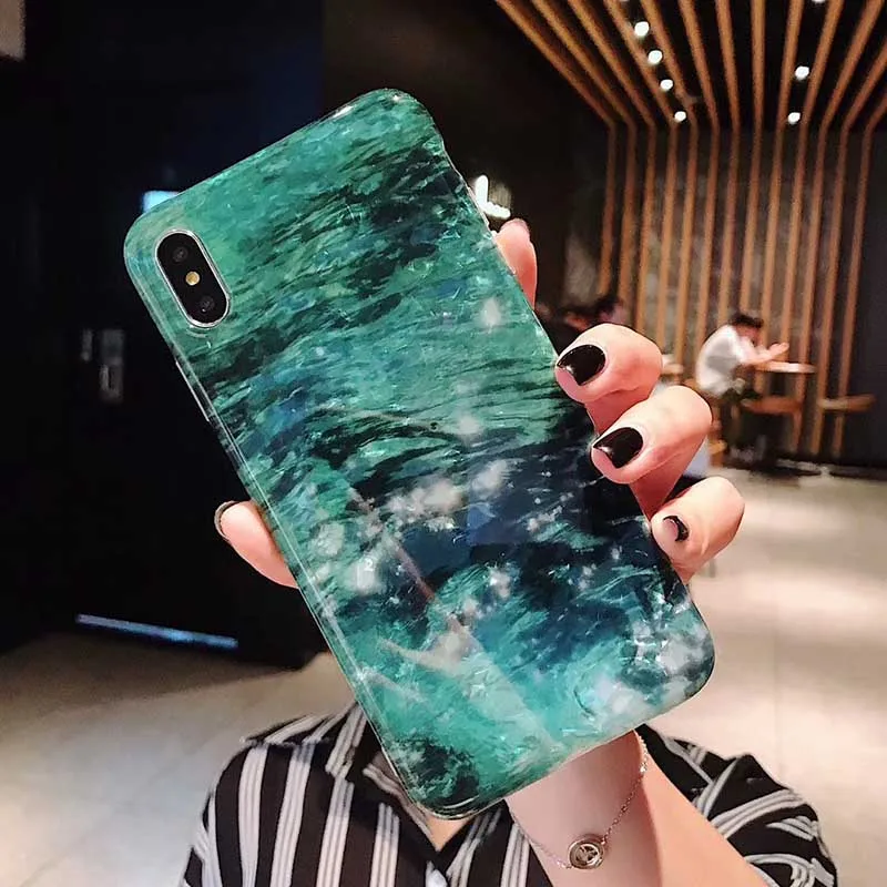 Модный Желейный блестящий Мраморный чехол для iPhone X XS MAX XR мягкая задняя крышка из