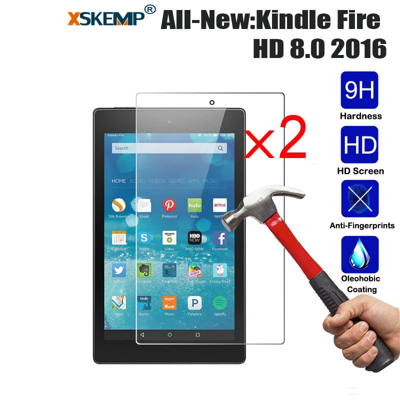 XSKEMP 2 шт./лот закаленное стекло для всех-Новинка: Kindle Fire HD 8 0 2016 9H твердость
