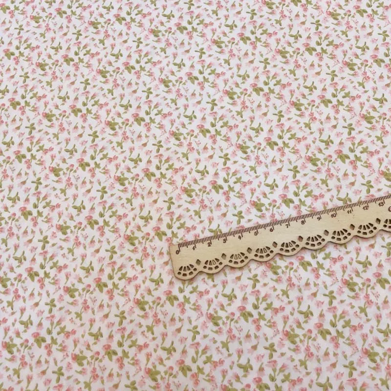 small floral Хлопок саржевая ткань пасторальный WIHTE темно-бордовый розовый маленький цветок цветочный для DIY Ручная работа детское постельное белье одежда платье пэчворк - Цвет: small floral