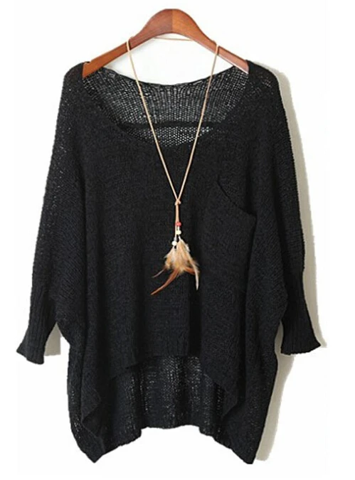 2016 на осень-зиму Женский Большой вязаный свитер с рукавами летучая мышь футболка