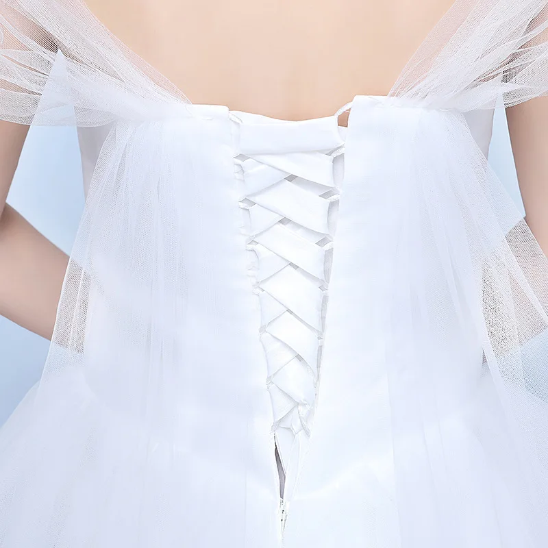 

Bridal Dress 2019 Wedding Gown Ball Gown Simple Satin Tulle Sweetheart Swag Sleeve Floor Length White Plus Size Pregnant Summer