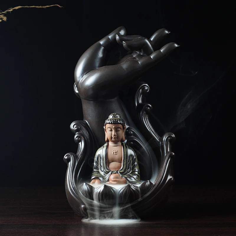 С изображением Будды и Гуаньинь благовония горелка с алоэ обратно керамическая