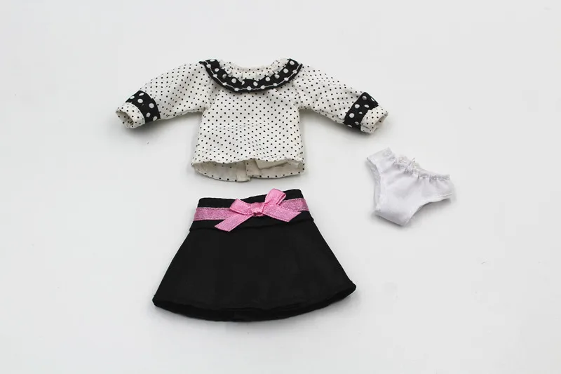 Кукла blygirl blyth пятнистая рубашка черная короткая юбка белое нижнее белье повседневные платья fit 1/6 кукла blyth кукла - Цвет: iamge