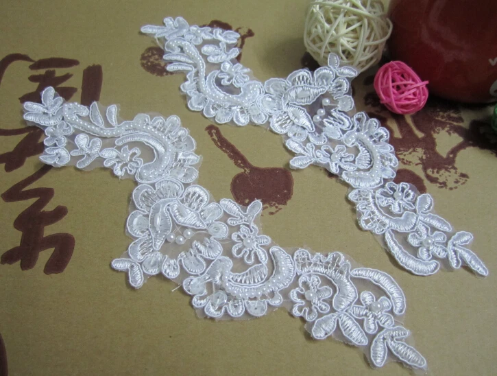 Кружевная аппликация 1 пара 23*7 5 см/9 2*3''|lace applique patch|lace appliquepearl lace |