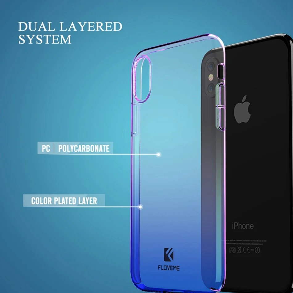 New Floveme Чехол для мобильного телефона iPhone X 8 7 6S 6 plus холодный Градиент Blue Ray PC прозрачная задняя крышка телефона Интимные аксессуары Капа чехол на айфон X 7 8 Plus чехол на айфон 6s 6 6 S Plus