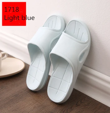 Light blue JIANBUDAN/удобные женские домашние тапочки с мягкой подошвой; нескользящие Тапочки для ванной; массажные тапочки для ног; размеры 36-45 - Цвет: Light blue