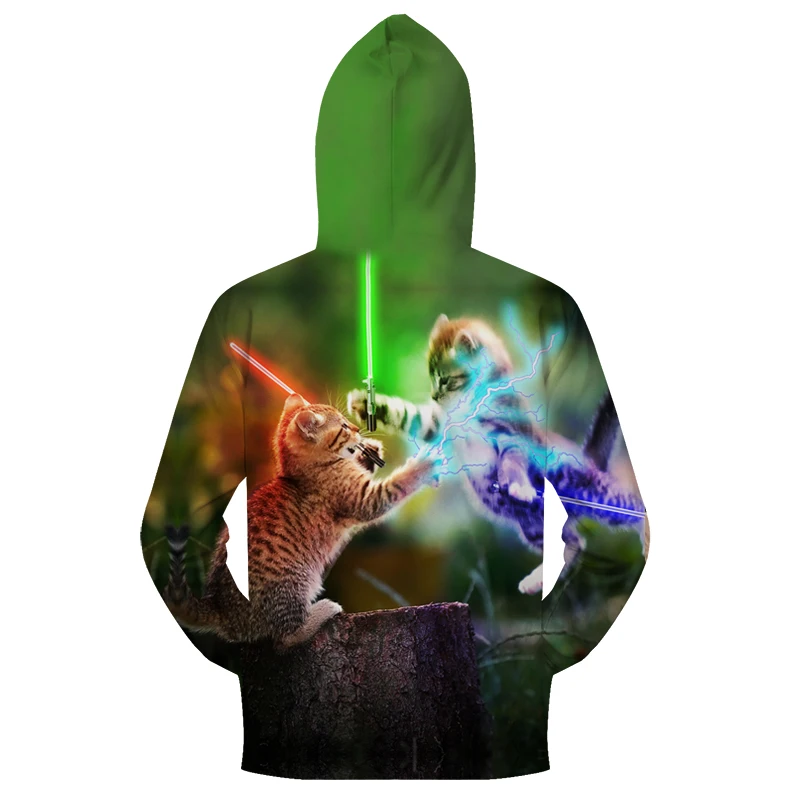 Лидер продаж 3d толстовки на молнии с изображением кота мужские унисекс
