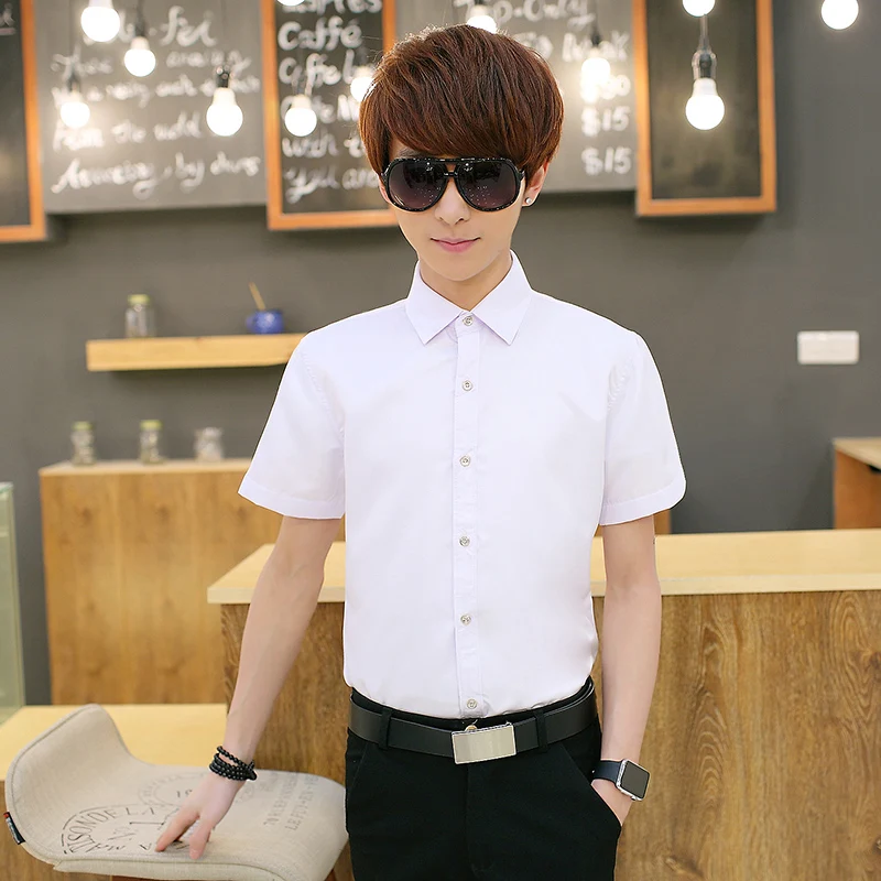 Летняя Деловая и свободная рубашка с короткими рукавами Мужская в Корейском