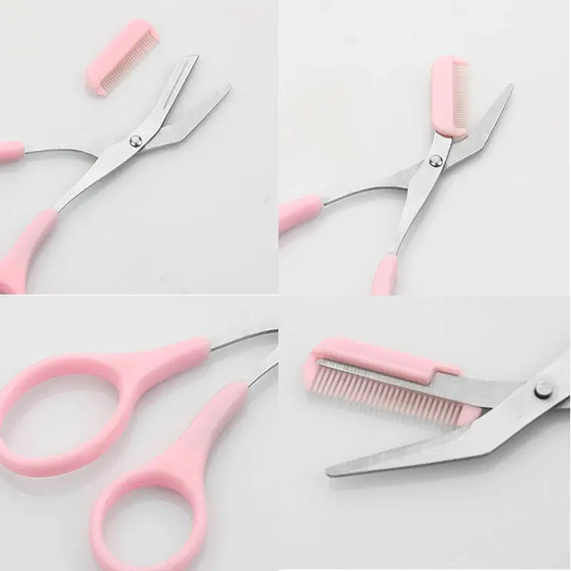 Женский розовый триммер для бровей гребень филировки ресниц расческа бритья