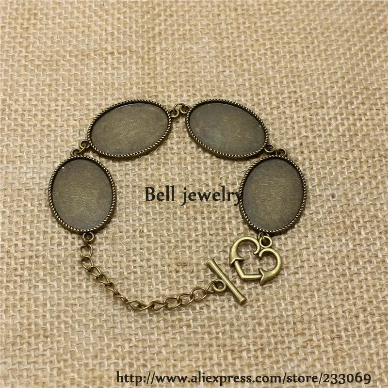 

3Pcs 18*25mm Oval Bracelet Cabochon Setting Vintage Bronze Metal Zinc Alloy Jewelry Blank Setting OT button Bracelet Findings