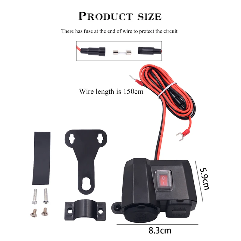 

PSP Lighter Socket Outlet USB Charger LED Voltmeter Motorcycle Waterproof Replacement