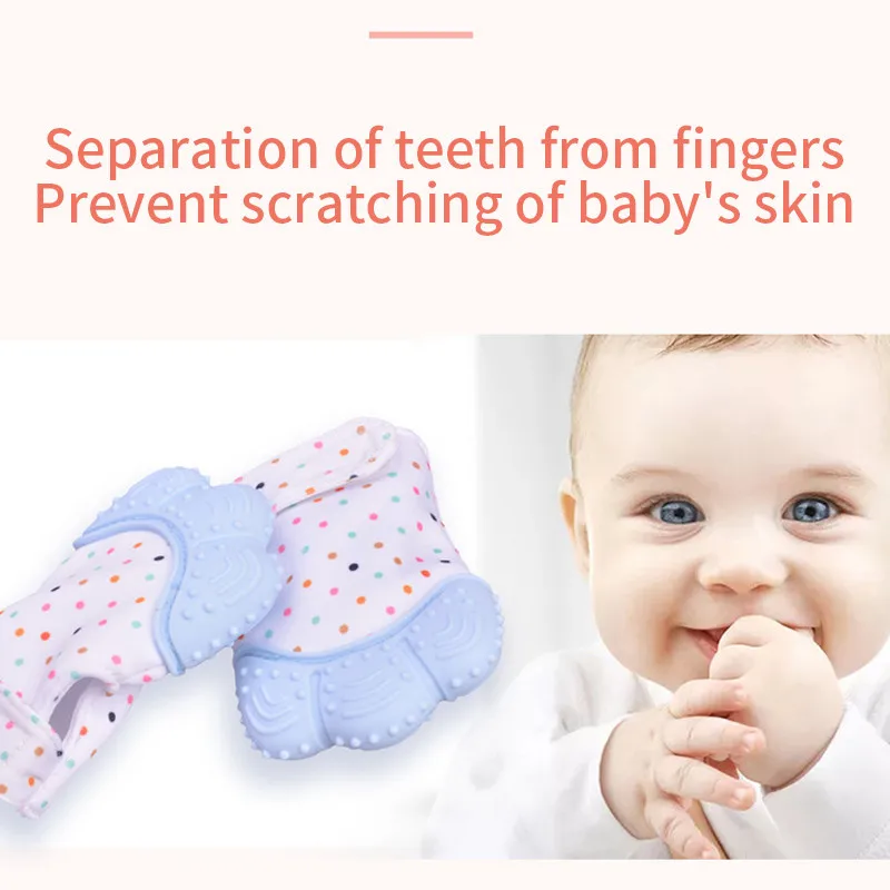 Baby Silicone Mitts Teething Mitten Glove Sound Teether Newborn Chewable Nursing Mittens Teether Natural stop Sucking Thumb Toy