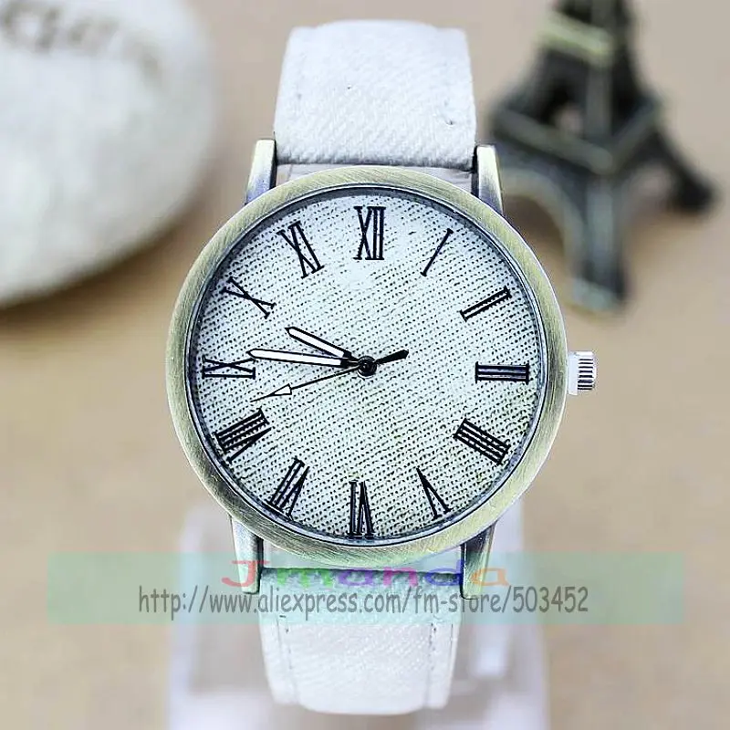 100 шт./лот повседневные наручные часы в ретро стиле с кожаным ремешком под джинсу