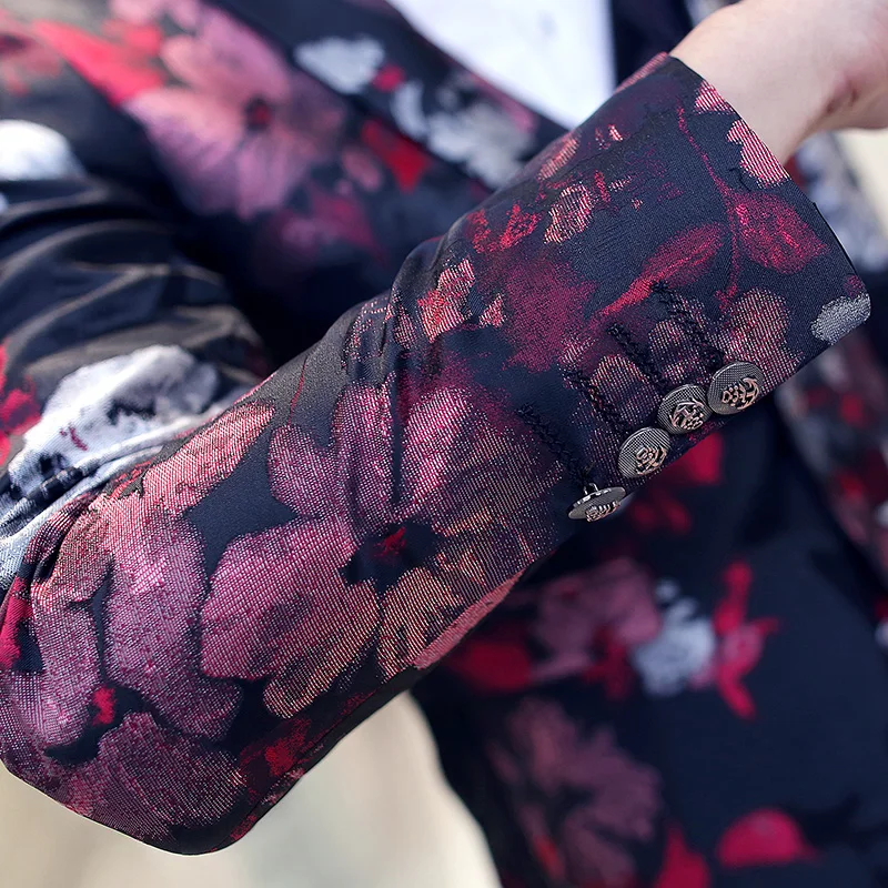 MOGU мужской костюм из трех предметов 2017 модная мужская одежда с цветочным принтом