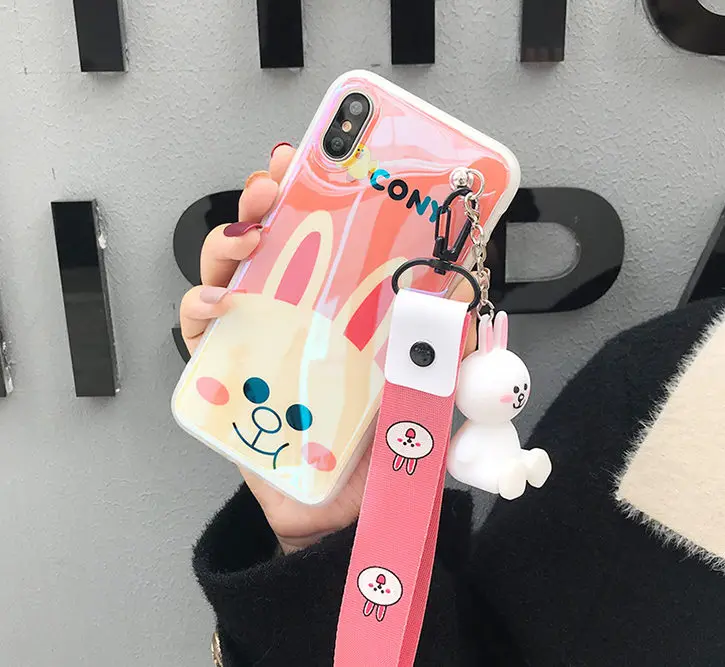 Чехол для Apple iPhone X XS милый мультфильм rabbitcover для iPhone 6 6S plus 7 8 плюс мультфильм Медведь чехол для телефона+ игрушки+ ремень