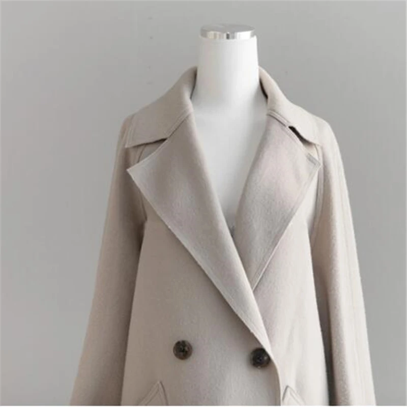 

2018 winter New Plus Size Fashion Women Loose Casual Long section Stylish simplicity Windbreaker Female Woolen coat L0171