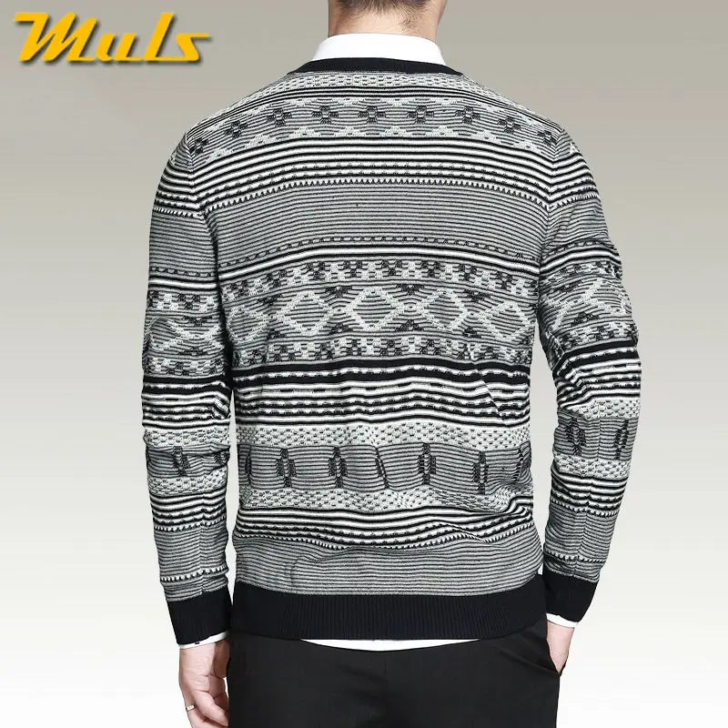 Muls on sale wool sweater men pullover autumn winter striped male ugly for black white Color MS2787 | Мужская одежда