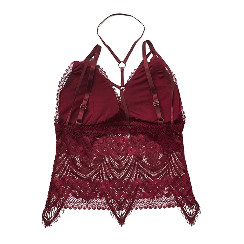 

Women Lace Crop Top Sexy Chest Pad Summer Crop Tops Sexy Gathered Push Up Women Camisole Tank Tops For Women