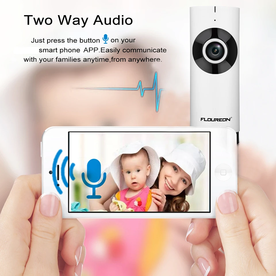 FLOUREON Беспроводной IP Камера 720P HD H.264 Ночное видение аудио Видеоняни и радионяни