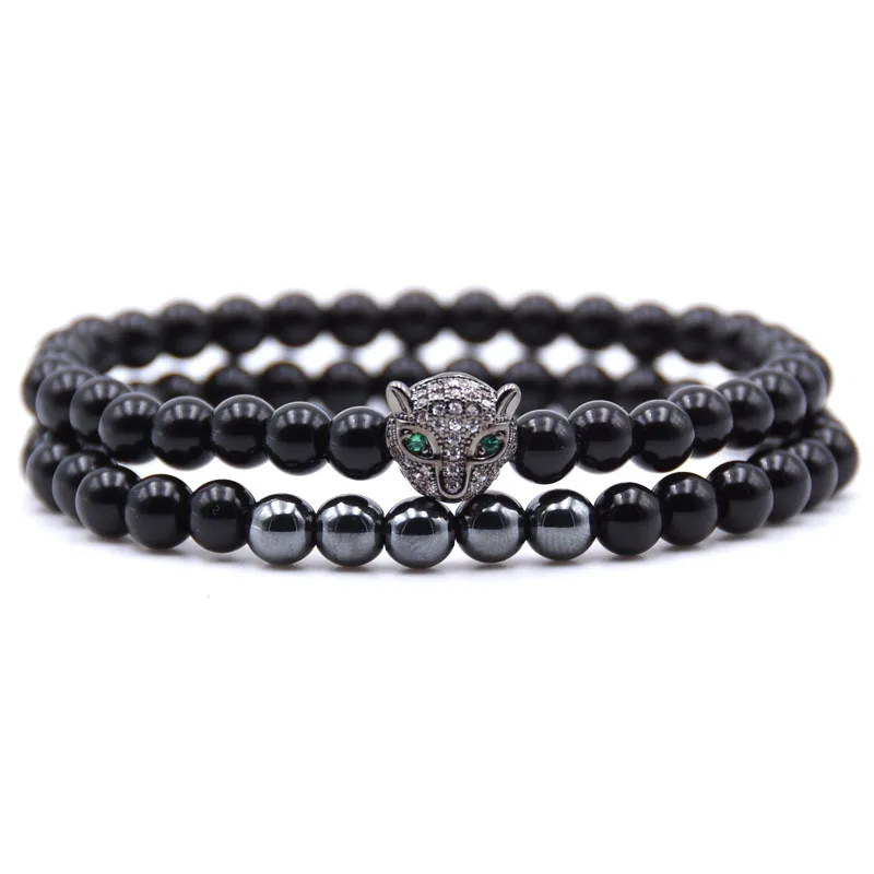 Мужской комплект из браслета и черного цвета 6 мм|Плетеные браслеты| |