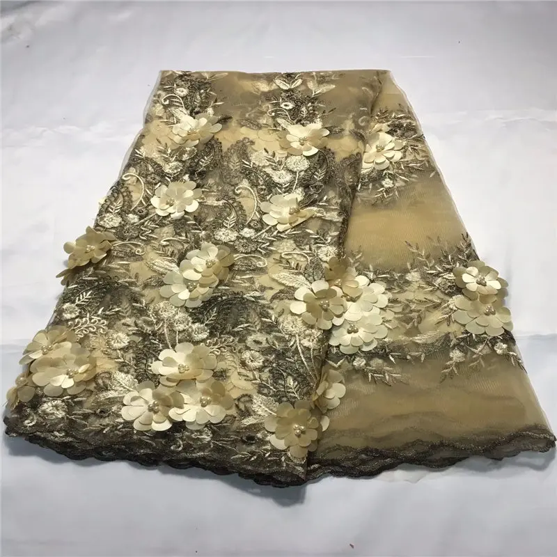 2018 африканские дамы новый образец красивых 3D цветов французское кружево