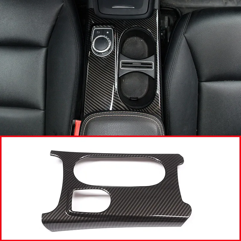 

Carbon ABS Chrome Cup Holder Cover Trim For Mercedes Benz A/GLA/CLA Class C117 W117 W176 X156 2012-17 AMG Car Accessory For LHD