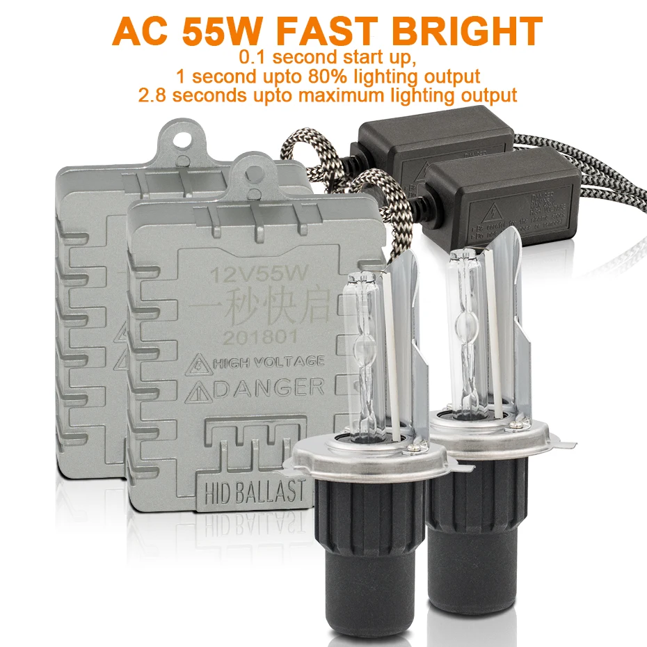 CNSUNNYLIGHT Быстрый старт 55 Вт H4 Hi/Lo H4-3 9003 HB2 HID ксеноновая фара высокая/низкая 4300 К 6000 К 8000 К супер яркая Автомобильная фара