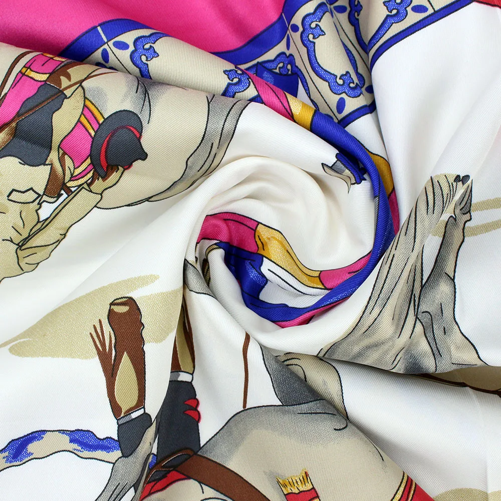 

130*130cm NEW Women silk Scarves Beautiful printing flower with horse women Bandana big size square scarves women silk headscarf