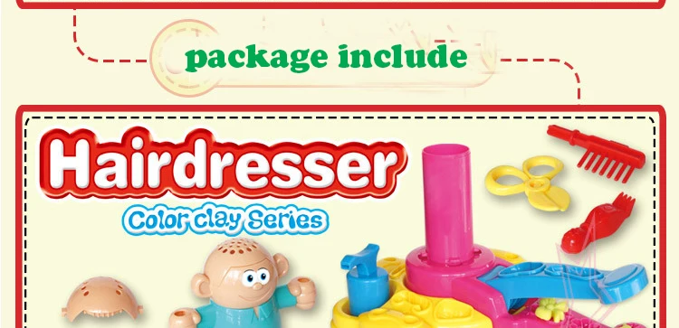 3d safe slime Children's hairdresser color clay series hair shuffling cutting mold tool children play house barber machine | Игрушки и