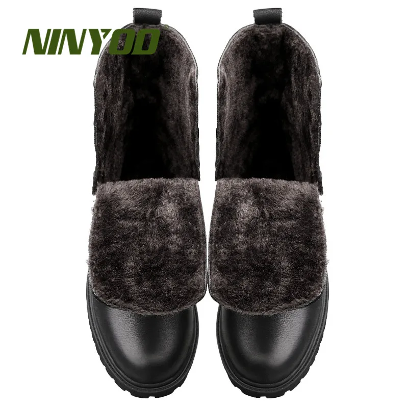 Новые армейские ботинки NINYOO мужские зимние из натуральной кожи Черные