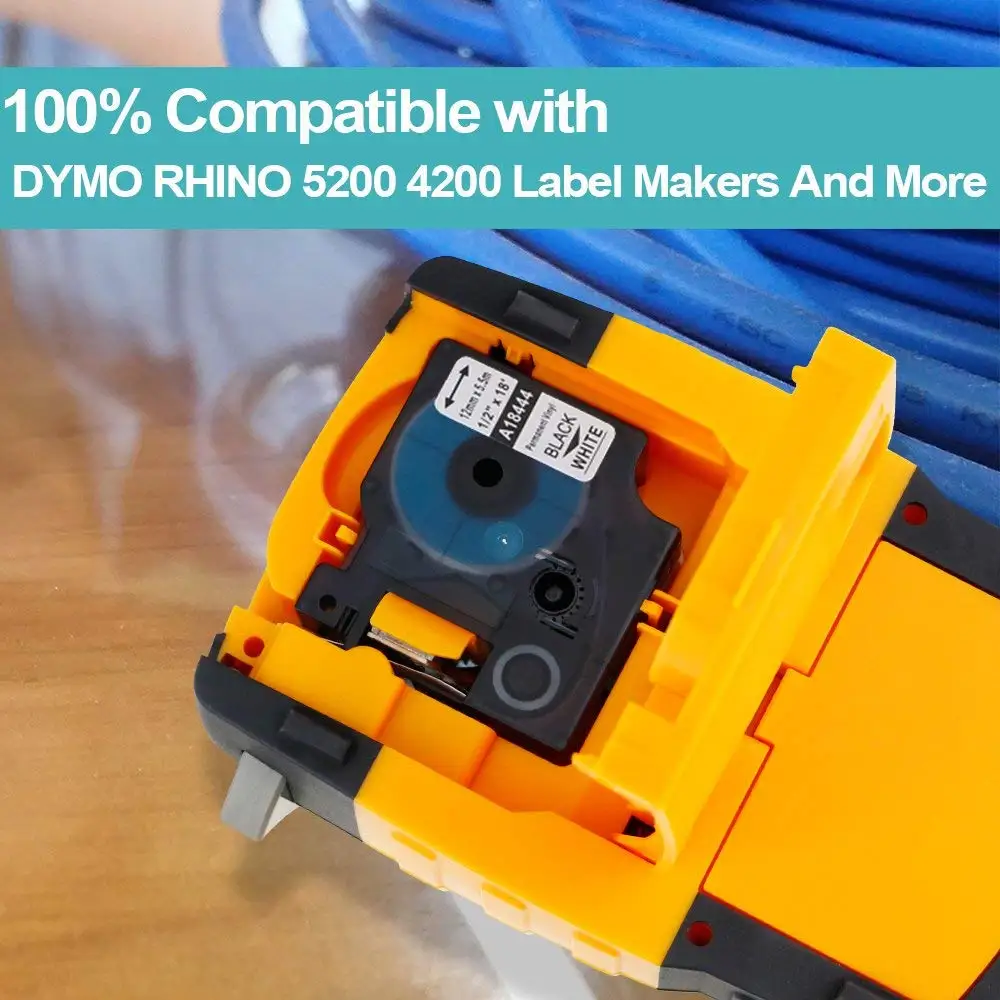 5 шт. 12 мм * м совместимые с DYMO Rhino 4200 5200 промышленные перманентные виниловые