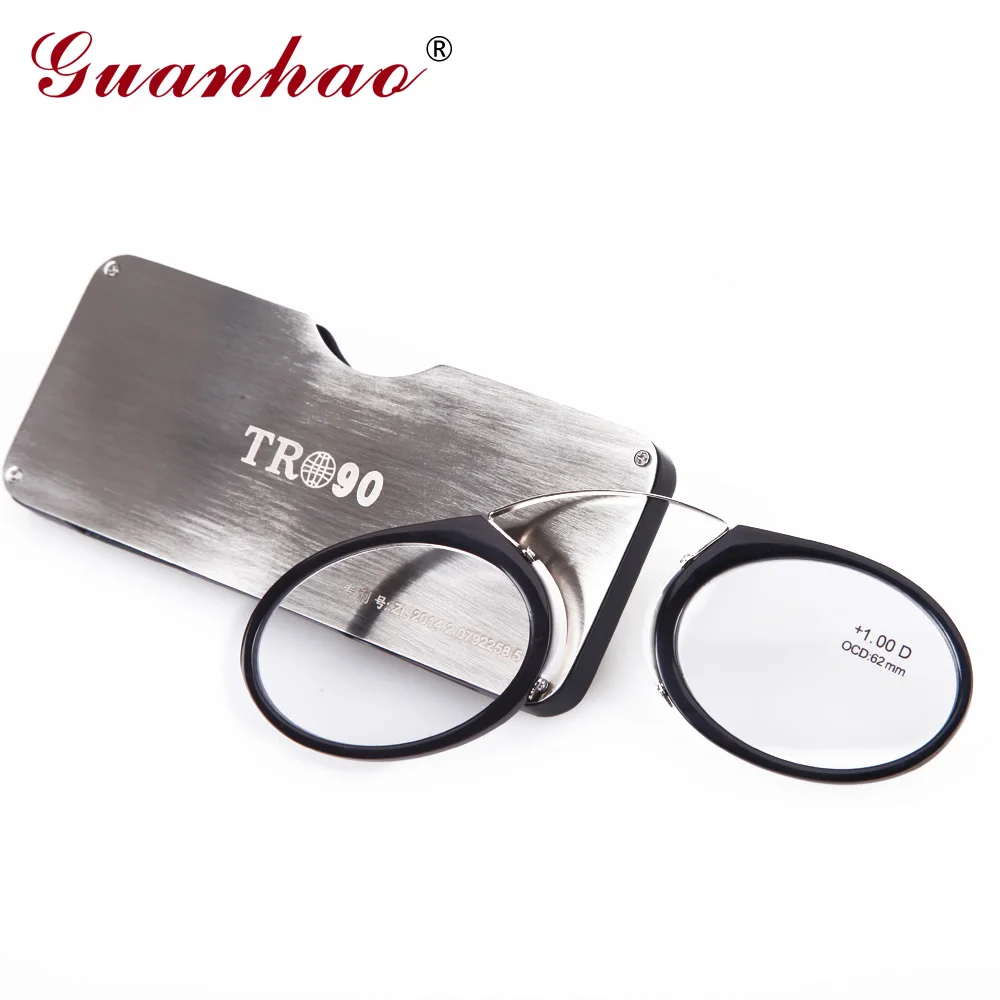Guanhao Magnética de Titanio Gafas de Lectura con el Caso Clip de La Nariz Redonda Óptica Gafas De Dioptrías Gafas Graduadas Gafas de Lectura